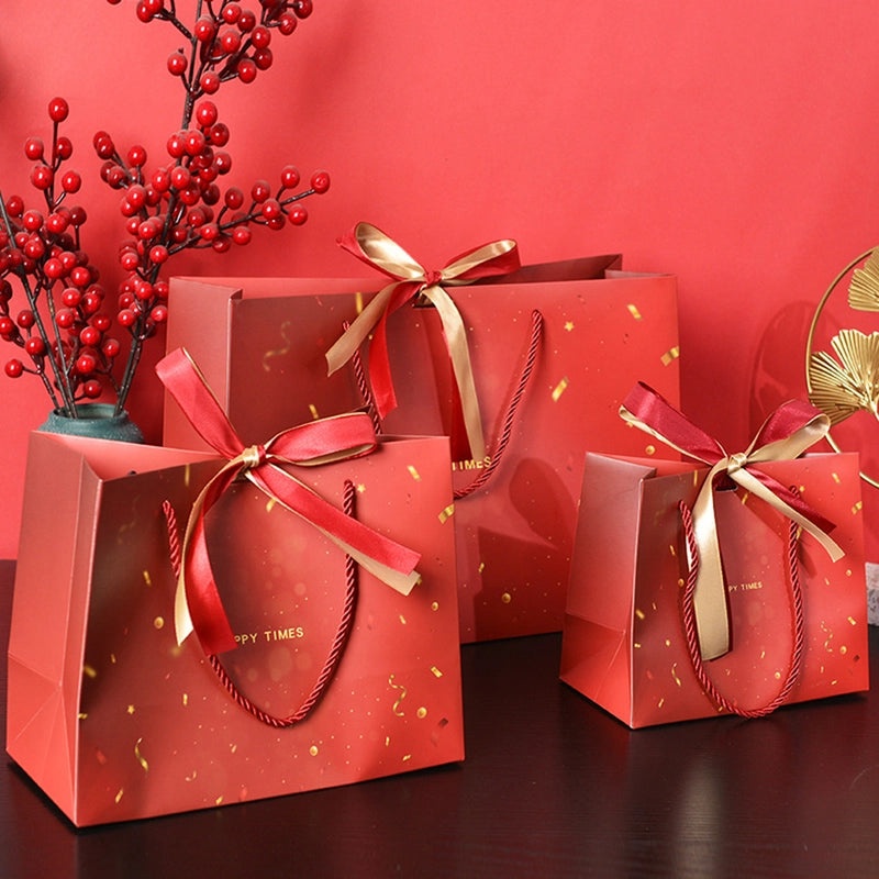 Exquisite White Cardboard Gift Bag with Double Ribbon Handles for Candy Packaging | Gift Bags & Packaging