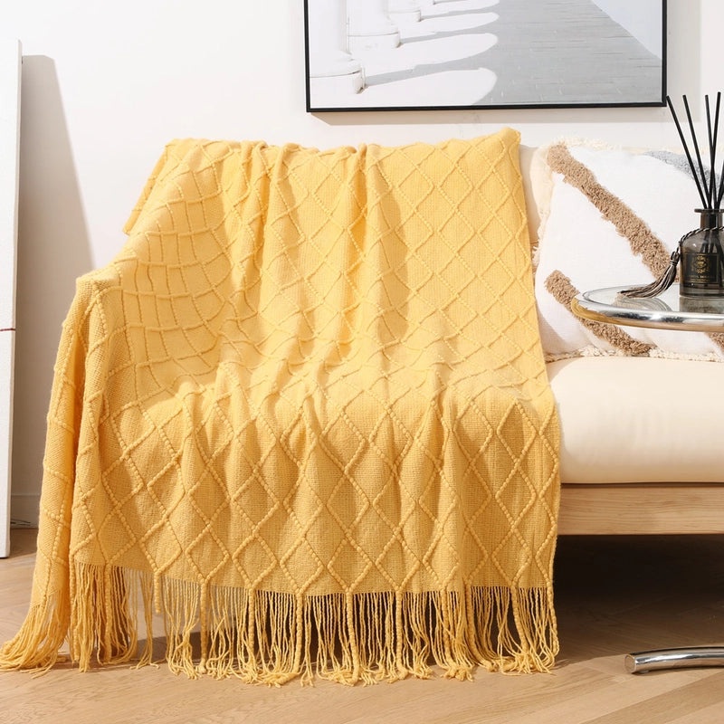 Cozy Solid Color Acrylic Fiber Blanket for Home | Bedding & Blankets