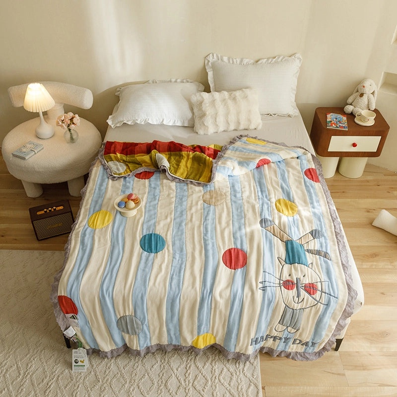 Adorable Cartoon Animal Cotton Summer Blanket for Kids|Home & Bedding