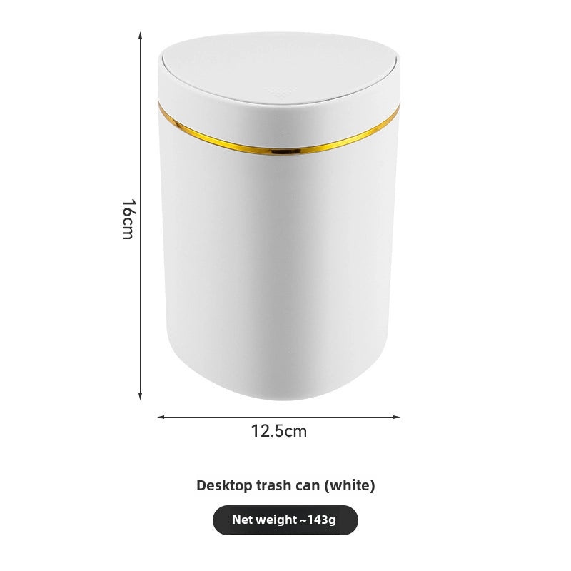 Modern Minimalist Push-Lid Small Desktop Trash Bin for Office Living Room Study | Home & Office Accessories