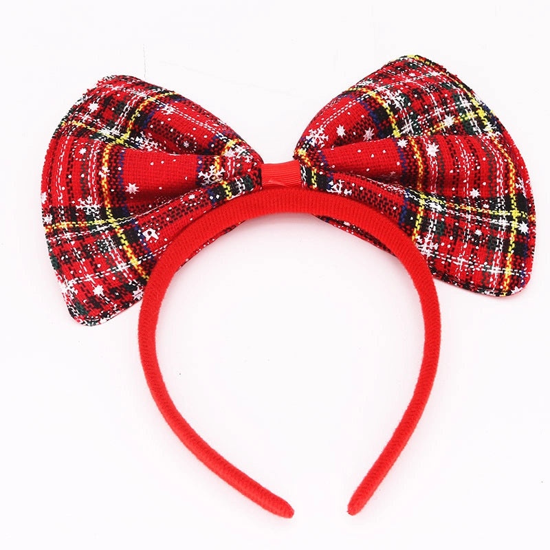 Christmas Red Green Plaid Large Butterfly Bow Hairband Hairpin for Adults and Kids | Hair Accessories