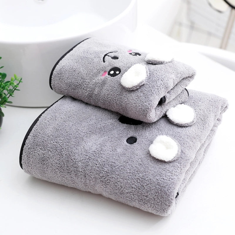 Chuanyue Cute 3D Bear Bath Towel Set for Girls Couples Absorbent Wrap Home Use|Home & Living Bath Towels