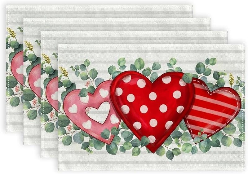 Romantic Heart-Shaped Rose Linen Cotton Blend Pillow Cover|Home Decor Accessories