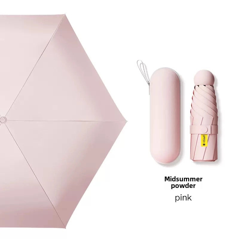 60% Foldable Sun Umbrella Women’s UV Protection Compact Portable Sunscreen Rainproof Dual-Use Mini Card Pocket|Umbrellas & Sun Protection