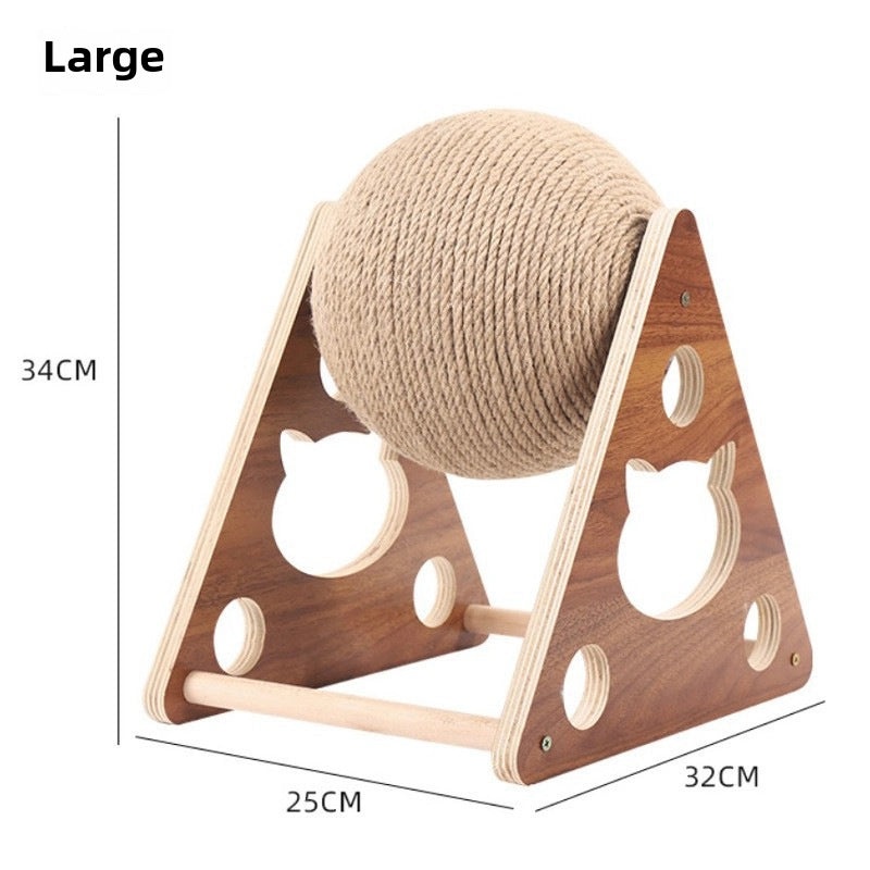 Durable Wooden Cat Scratching Post with Hand-Wound Rope Ball and Climbing Frame for Pets|Cat Toys & Accessories