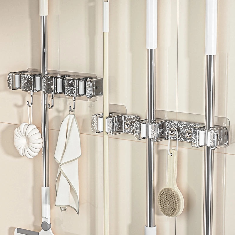 Yimijia Punch-Free Bathroom Mop Hook Holder Wall Mounted Storage Rack Mop Clip Organizer|Home Storage & Organization