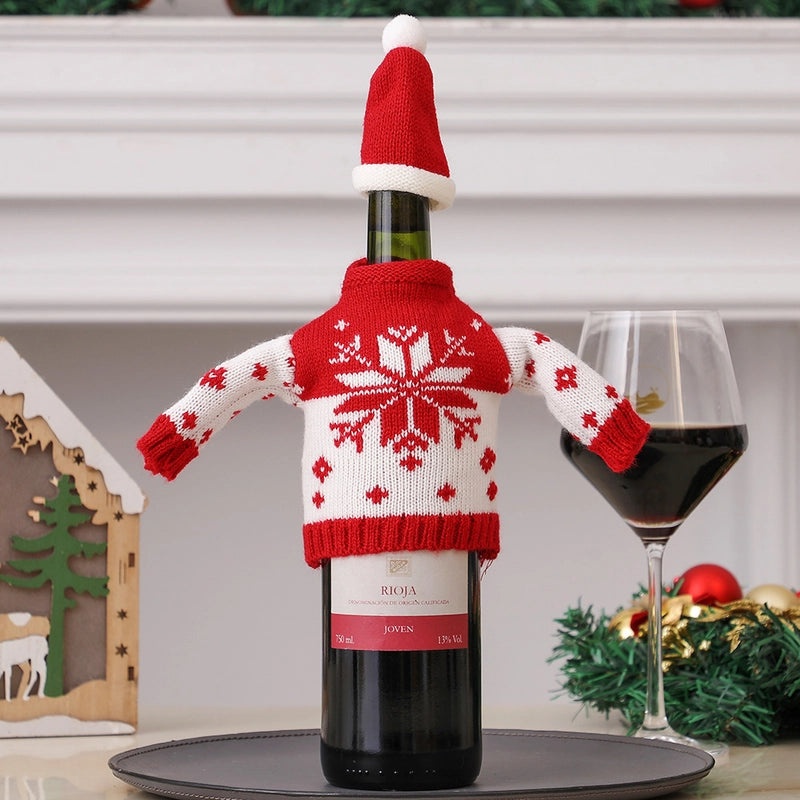 Christmas Cartoon Letter Acrylic Knitted Bottle Cover Indoor Festival Decoration|Home Decor & Holiday Accessories