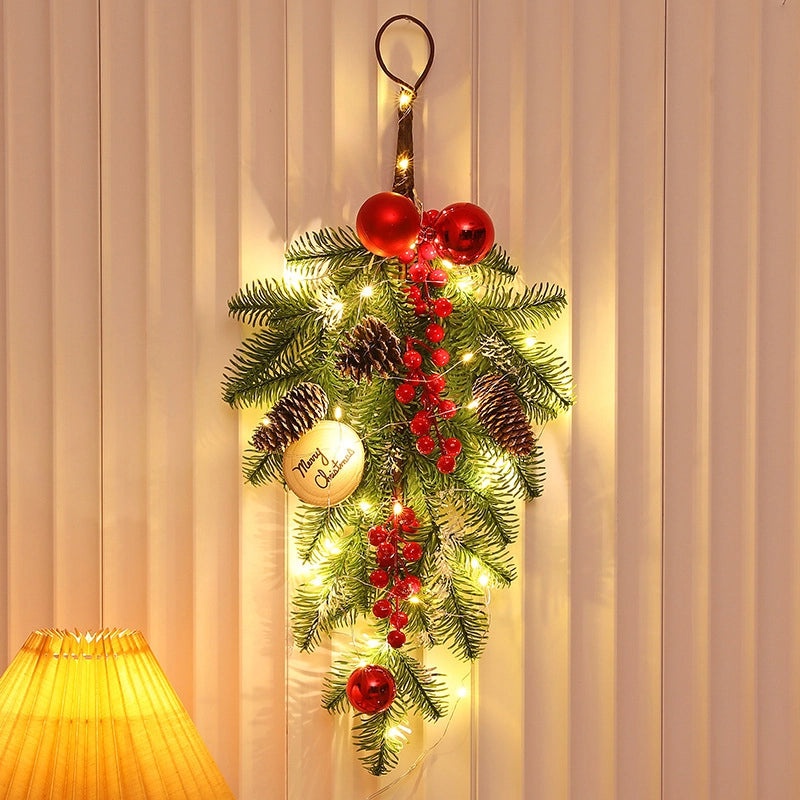 Christmas PE Rattan Garland with Christmas Tree Horn Pendant for Mall and Hotel Window Decoration|Home Decor & Seasonal Decorations