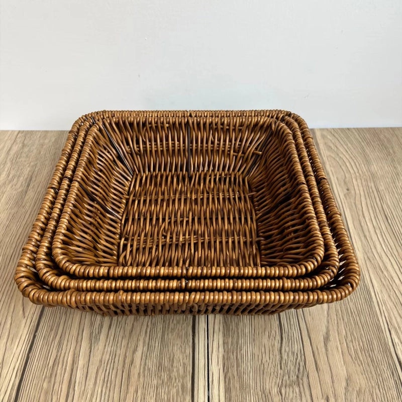 Minimalist Solid Color Woven Style Storage Basket Set of 2 | Home Storage & Organization