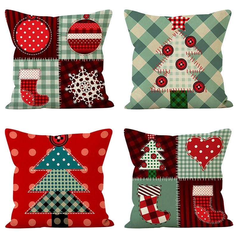 Nordic Christmas Linen Pillow Covers with Snowflake Tree Design | Home Decor & Sofa Accessories