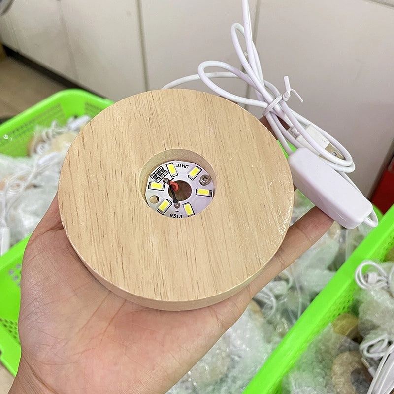 LED Crystal Ball with Wooden Stump Base USB Night Light for Desktop Decoration|Home Decor & Lighting