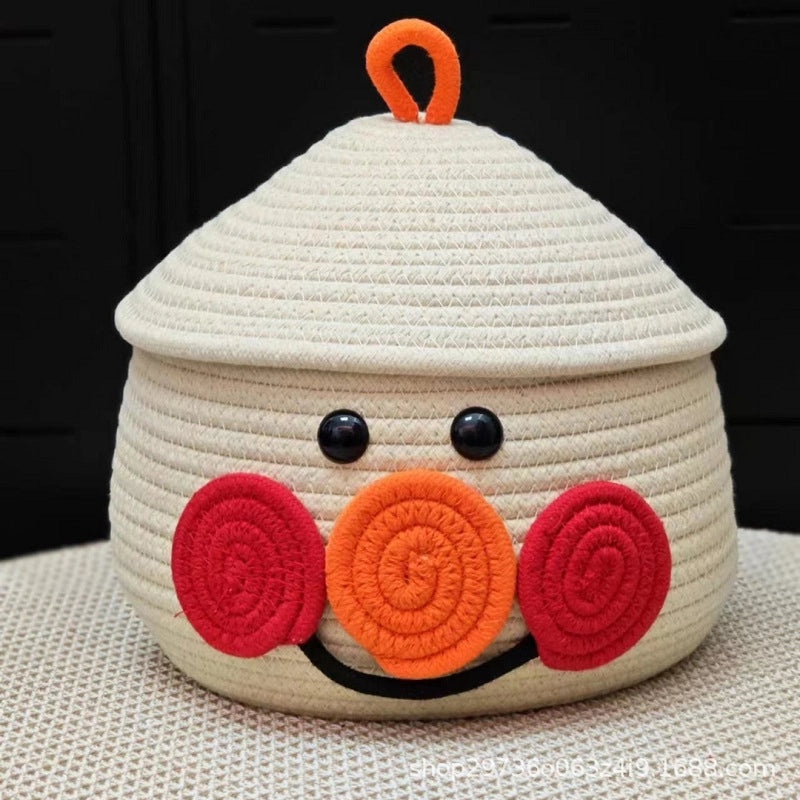 Adorable Cartoon Print Cotton Rope Storage Basket Organizer|Home Storage & Organization
