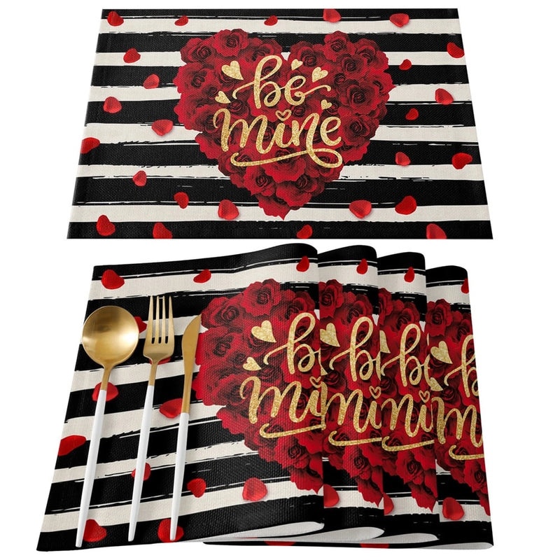 Romantic Heart-Shaped Rose Linen Cotton Blend Pillow Cover|Home Decor Accessories