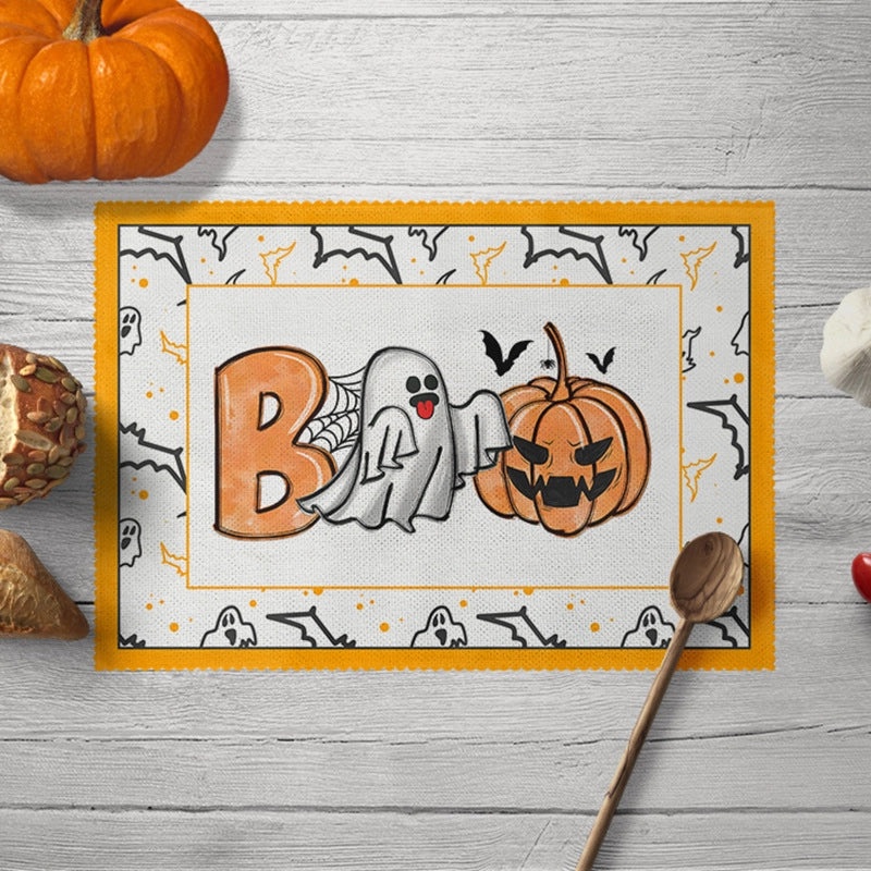 Halloween Pumpkin Skull Polyester Placemat Funny Decorative Dining Mat|Home Decor Tableware