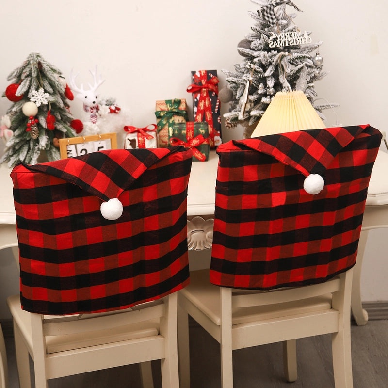 Nordic Christmas Plaid Chair Cover for Holiday Party | Home Decor & Party Supplies