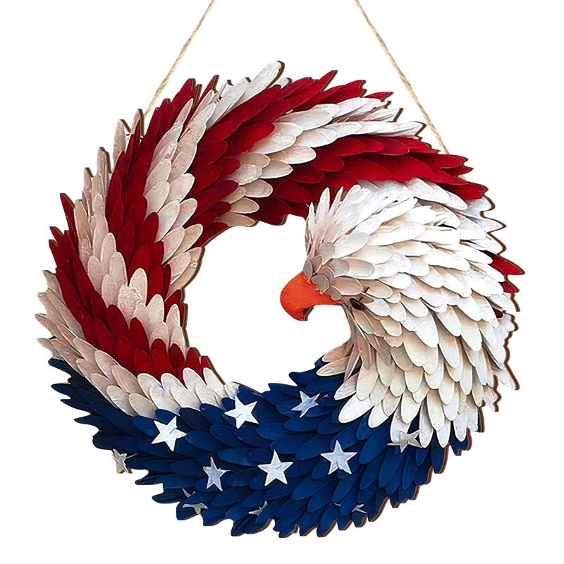 Japanese US Independence Day Wooden Five-pointed Star Bald Eagle Door Pendant | Home Decor