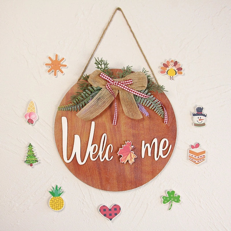 Wooden Welcome Sign Hanging Door Ornament for Easter and Christmas Home Decor | Home Decor