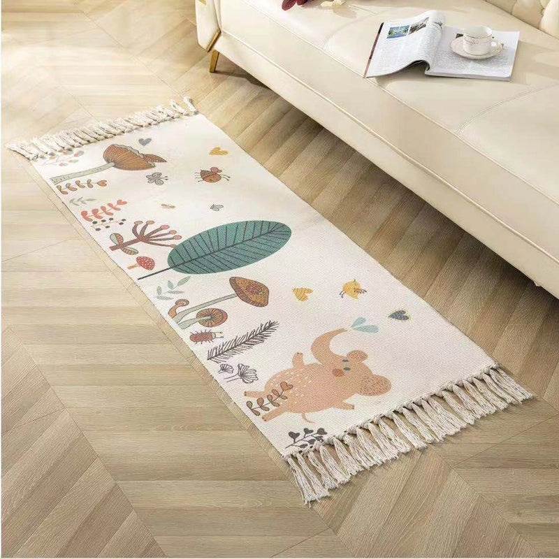 Ethnic Geometric Letter Flower Cotton Bath Mat|Home Decor & Bath Accessories