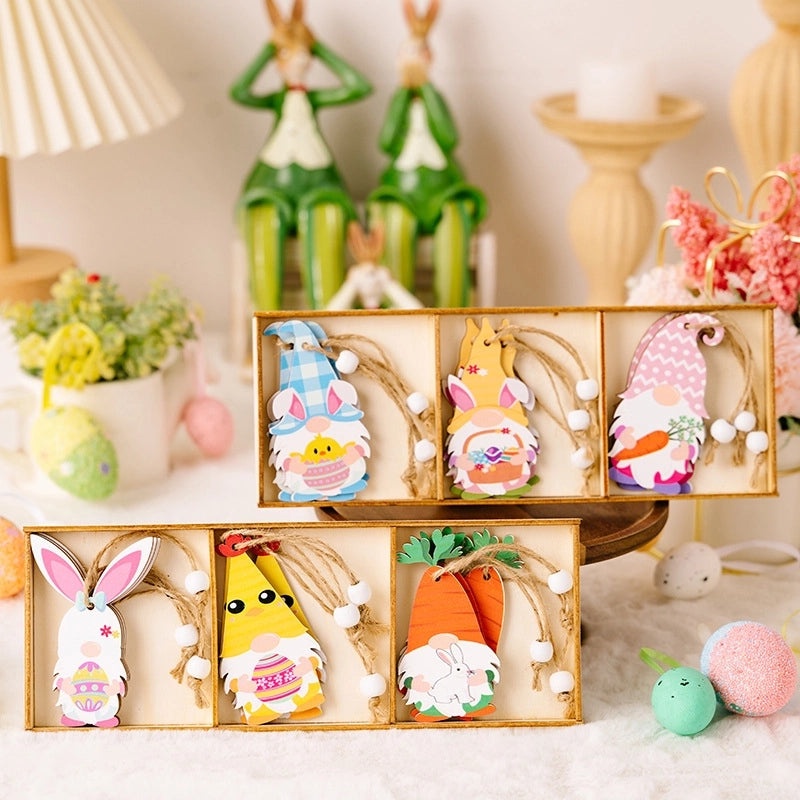 Easter Bunny and Carrot Wooden Hanging Ornament, Cute Festival Table Decoration|Home Decor
