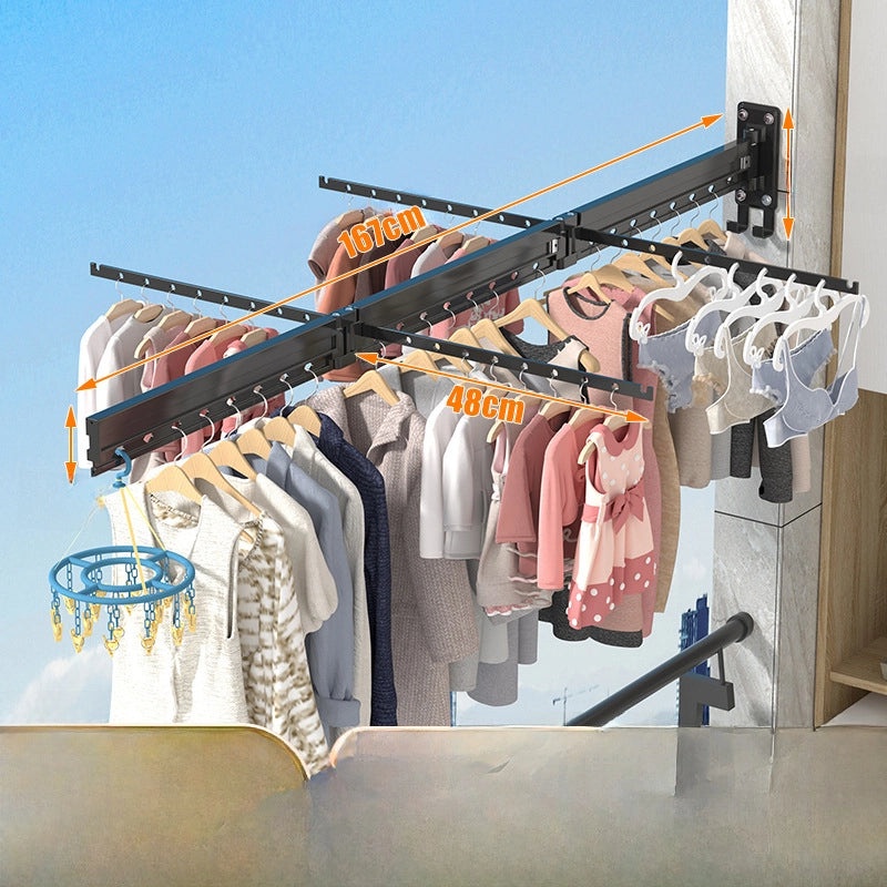 Invisible Telescopic Wall-Mounted Folding Drying Rack for Indoor Clothes and Quilts|Home & Living/Storage & Organization