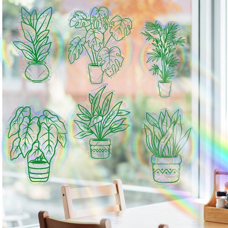 Colorful Plant PVC Stickers for Casual Vacation Style | Home Decor & Stickers