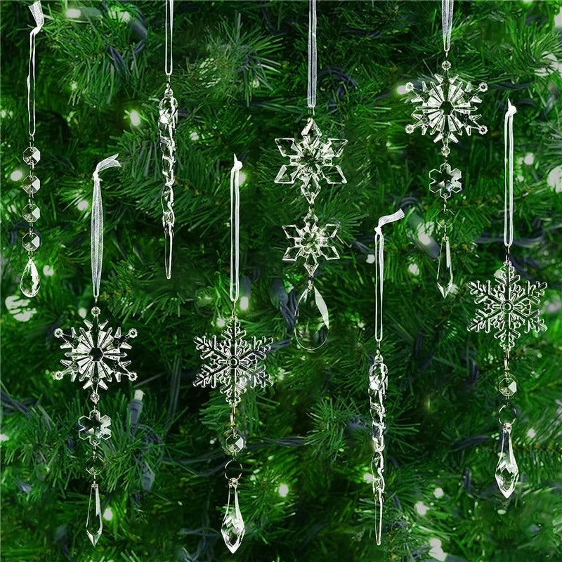 Christmas Clear Crystal Acrylic Pendant Decorative Lamp Ornaments Wedding Home Beaded String Curtain|Home Decor