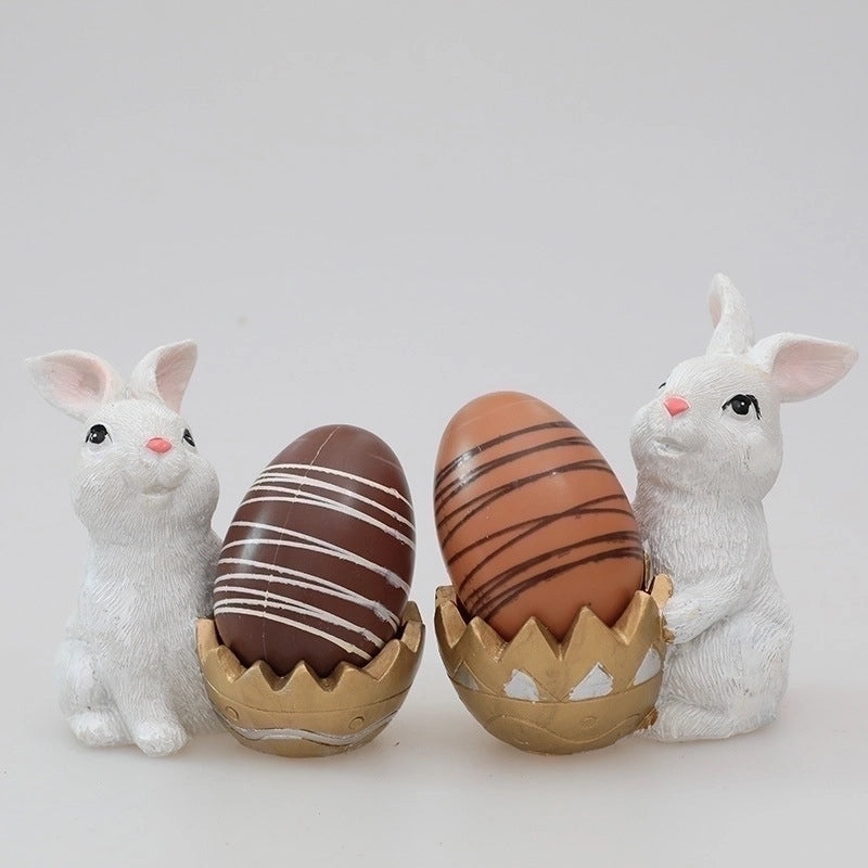 Cute Rabbit Resin Figurines in Cartoon Style|Home Decor & Collectibles