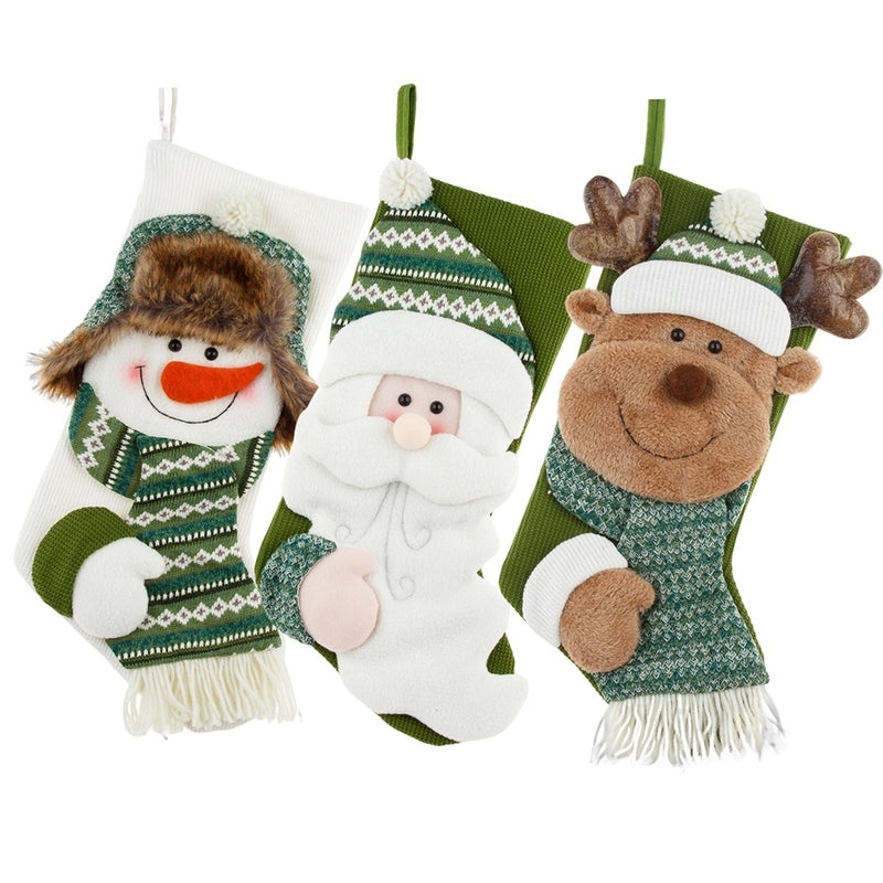 2024 Christmas Candy Socks Gift Bags Knitted Green Holiday Stockings | Christmas Decorations