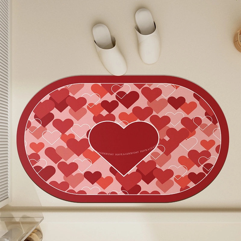 Elegant Heart-Shaped Solid Color Faux Leather Bath Floor Mat|Home Decor Bath Accessories