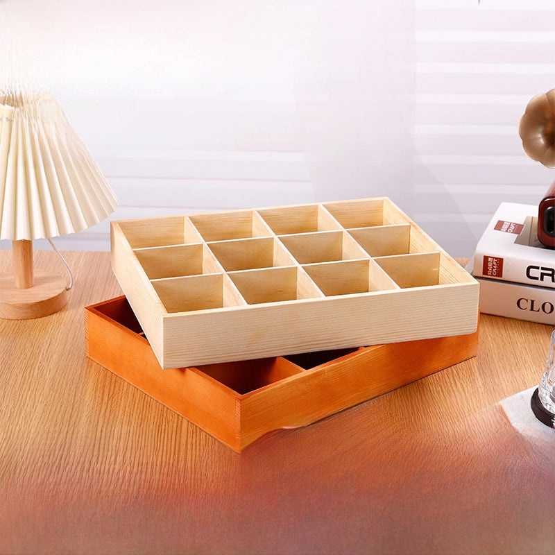 Wooden Multi-Grid Storage Box for Desktop | Home Storage & Organization
