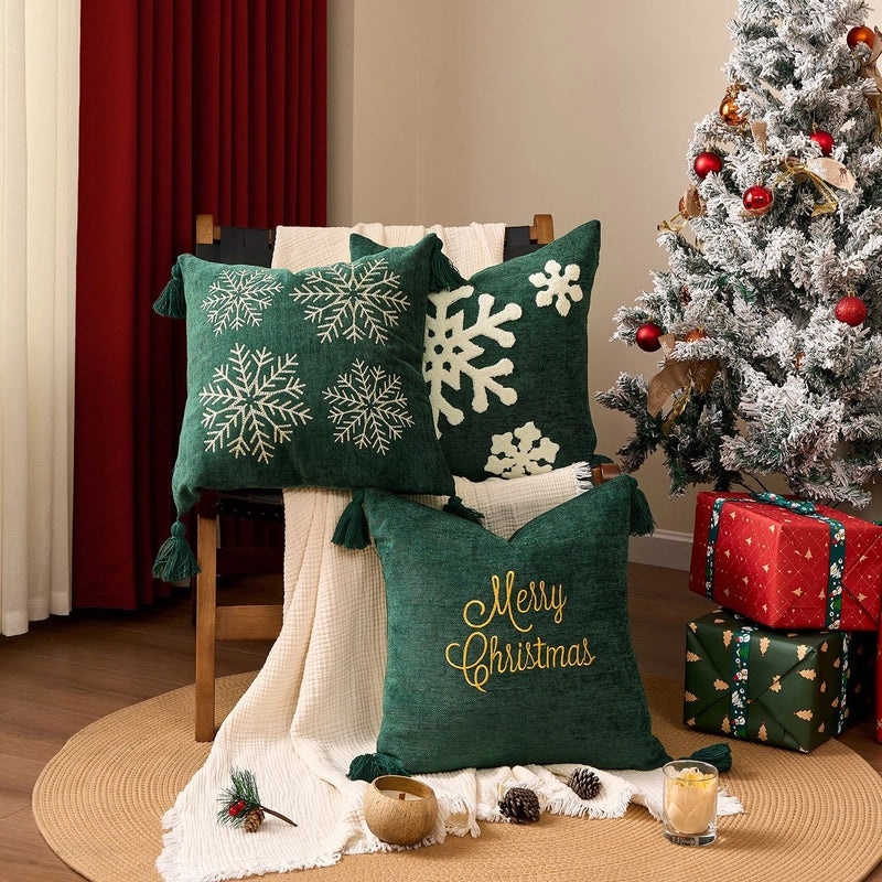 Minimalist Snowflake Letter Cotton Pillow Covers for Couch and Sofa | Home Decor Cushions