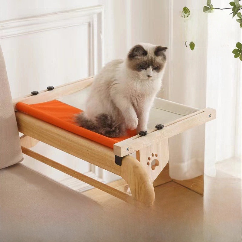 Cat Hanging Bed for Window Balcony Solid Wood Cat Nest Hammock Bedside Strong Load 40kg | Pet Supplies Cats Beds