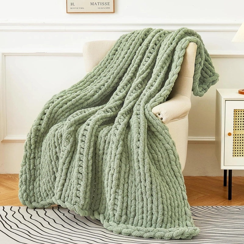 Half Velvet Wool Blanket Hand-Woven Nordic Sofa Throw Coarse Knitted Blanket | Home Textiles & Blankets