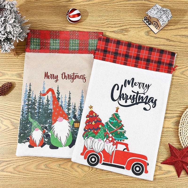 Nordic Christmas Tree & Santa Claus Gift Bags Cute Holiday Party Wrapping Supplies|Holiday Gift Wrapping