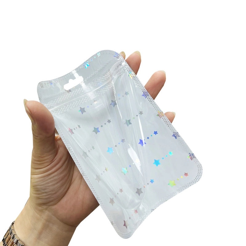 Yin Yang Lock Plastic Card Bag Small Gift Packaging Laser Self-Sealing Pocket for Jewelry|Jewelry Packaging