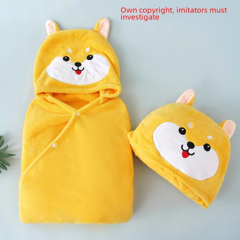 Kids Hooded Coral Fleece Bathrobe Soft Wearable Bath Towel Cartoon Swim Cloak New Arrival|Baby Bathrobes & Towels