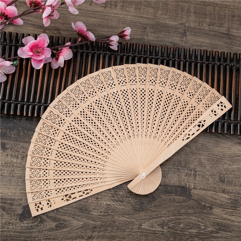8 Inch Traditional Chinese Folding Fan Imitation Sandalwood Wood Fan Full Flush Design Export Gift Fan|Home & Garden > Home Décor > Fans & Hand F