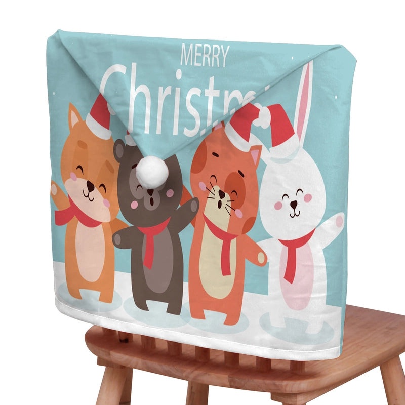 Christmas Animal Santa Chair Cover Polyester Holiday Party Decor|Holiday Party Supplies