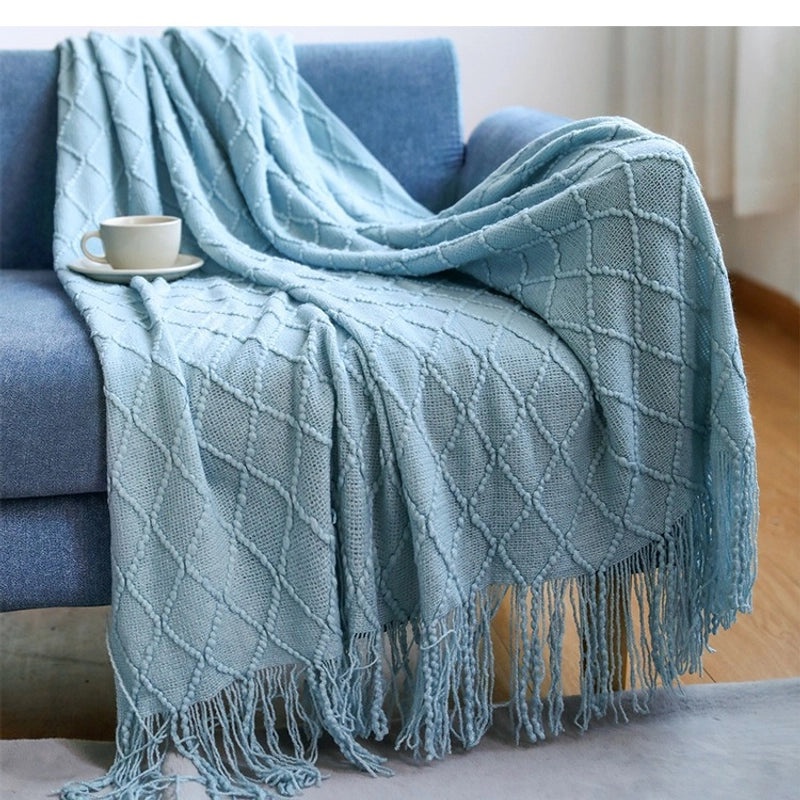Cozy Solid Color Acrylic Fiber Blanket for Home | Bedding & Blankets