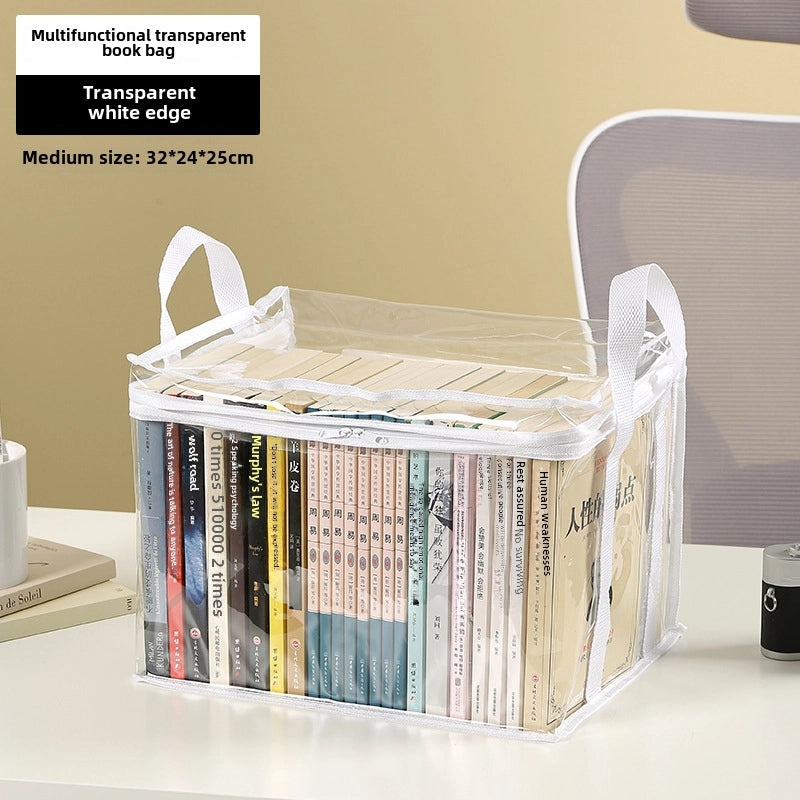 Transparent Foldable Book Storage Box for Student Dormitory Classroom | Home Storage & Organization