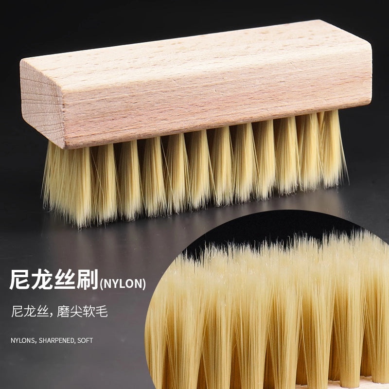 Wooden Handle Shoe Brush with Beech Wood and Horsehair for Leather and Suede Polishing | Shoe Care & Cleaning Tools