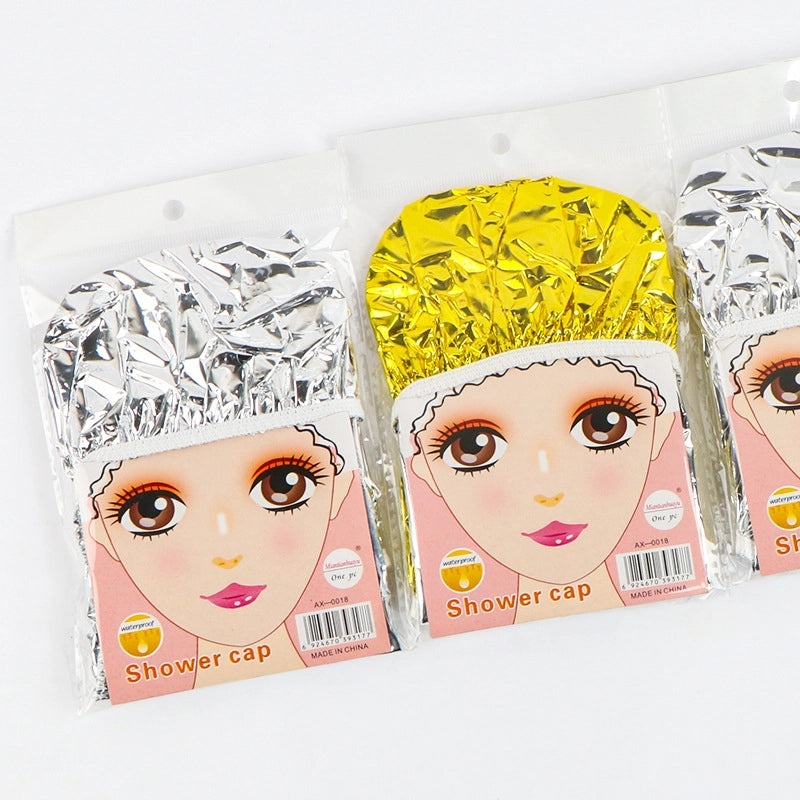 Disposable Women's Hair Cap Aluminum Foil Waterproof Shower Cap Oil-proof Thin Hair Treatment Film|Hair Accessories