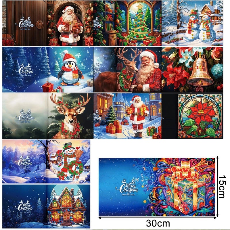 Christmas Diamond Painting DIY Greeting Card with Stickers and Hand Drill | Craft Supplies