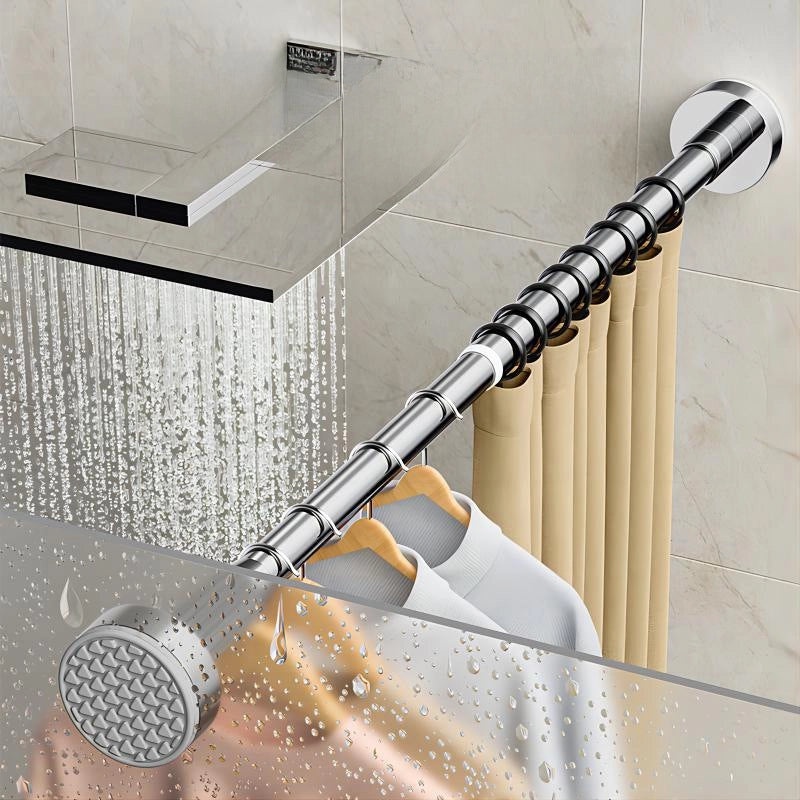 Stainless Steel Telescopic Clothes Drying Rod for Balcony and Bathroom Non-Punching Shower/Bathroom Curtain Rod|Home & Garden Curtains & Rods