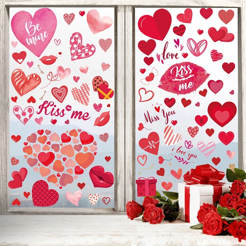 Cute Little Bear Heart Shaped PVC Wall Art for Valentine's Day|Home Decor & Wall Art