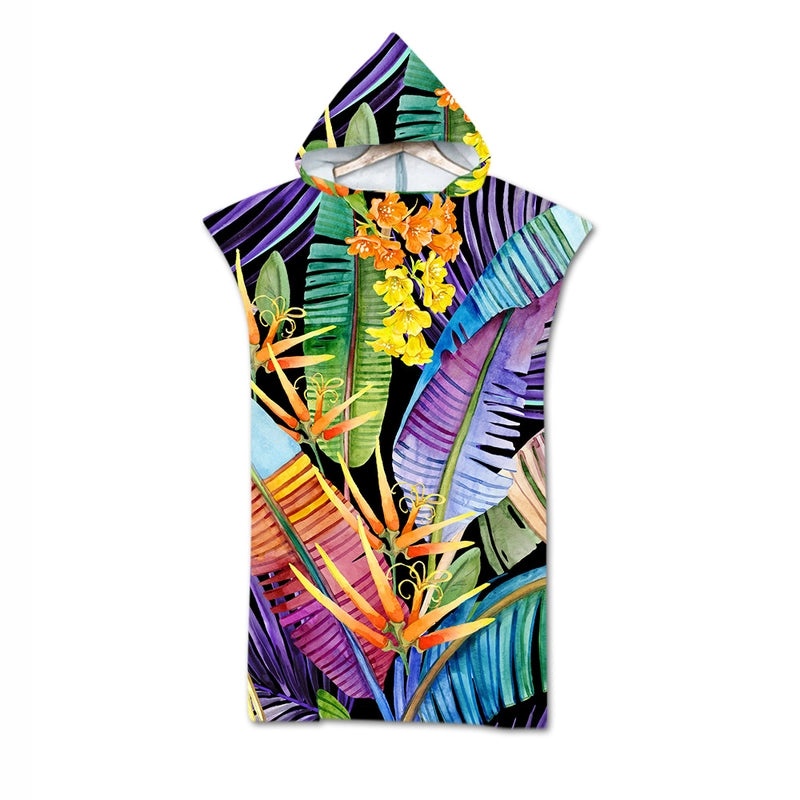 Geometric Print Hooded Beach Towel for Adults Soft Absorbent Cloak Bath Towels|Bath & Beach Towels