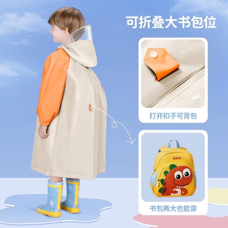 Kids Waterproof Raincoat Poncho with Schoolbag Cover for Kindergarten and School | Kids Rainwear