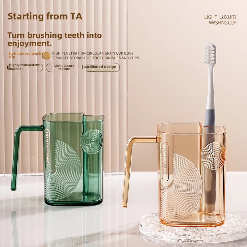 Light Luxury Transparent Mouthwash Cup with Independent Toothbrush Slot for Home, Couples, and Students|Bathroom Accessories