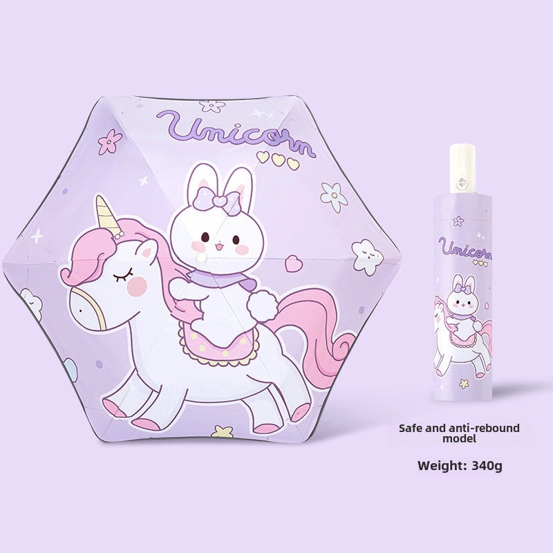 Kids Safety Anti-Rebound Folding Umbrella Cartoon Design Full Automatic Portable Dual-Use for Boys and Girls|Children's Umbrellas