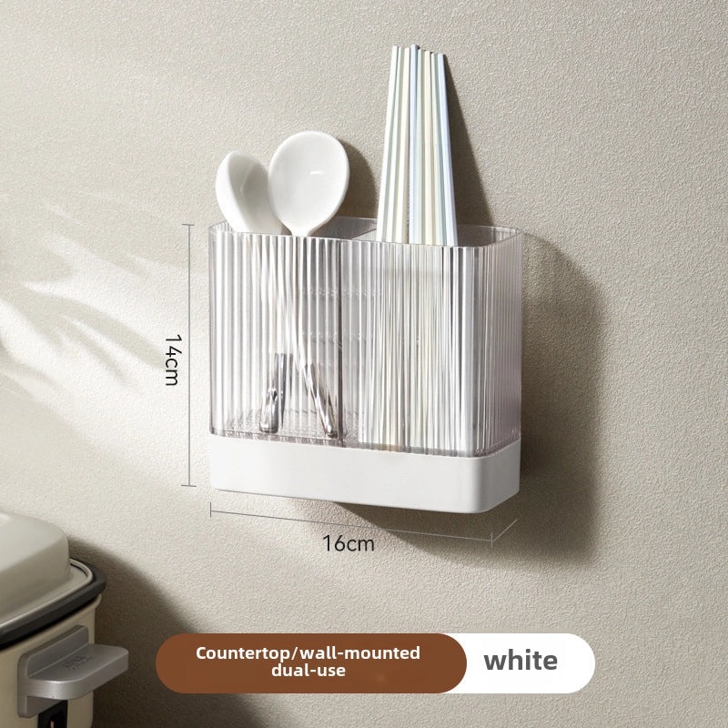 Wo Dou Kitchen Wall Mount Rack Set with Knife Holder, Chopsticks Cage, Pot Cover Storage Box | Kitchen Storage & Organization